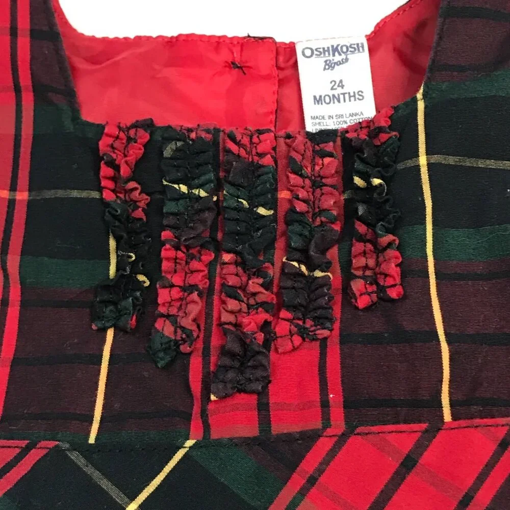 OshKosh B'gosh Plaid Holiday Dress Baby Girls‎ 24 Months Fully Lined Christmas